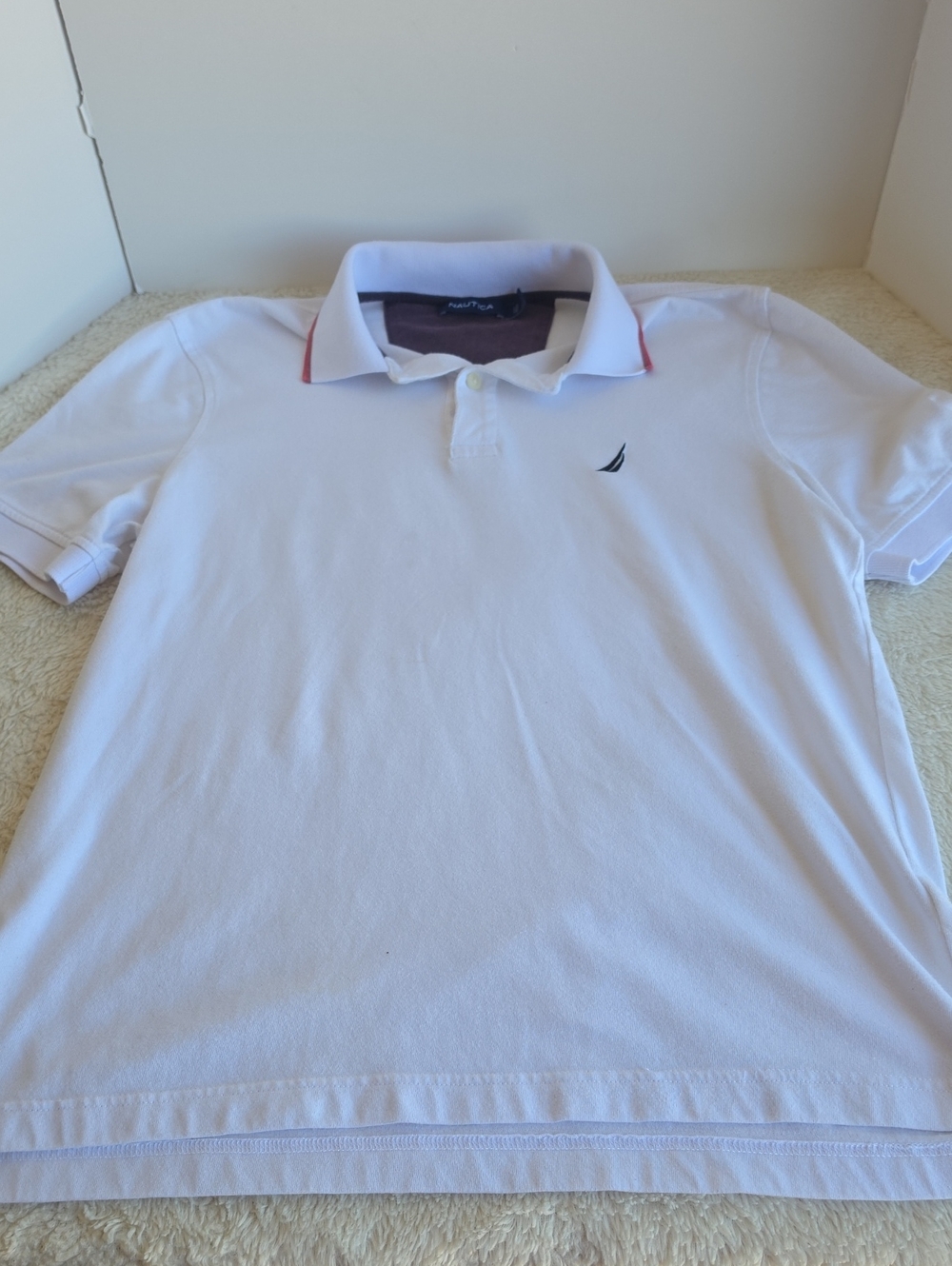 Nautica Men's White Classic Fit Short Sleeve Polo Shirt Size S Small Logo